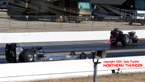 Kin Bates - A/FD - #7573 - 'U.S. Air Force' (near lane) 
vs Sabrina Capps - A/FD - #7574 (far lane)